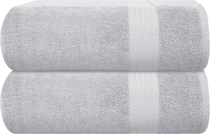 GLAMBURG Premium Cotton Oversized 2 Pack Bath Sheet 35x70-100% Pure Cotton by GLAMBURG