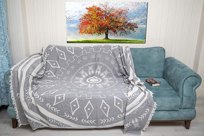 Bersuse 100% Cotton Kona XL Throw Blanket Turkish Towel Beach Blanket - Image 2