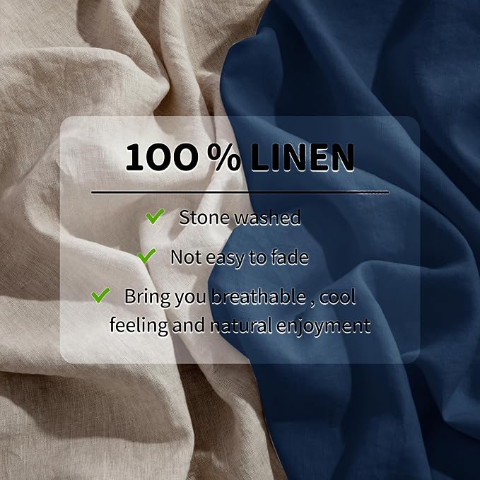 LBRO2M 100% Pure Linen Sheet Set Deep Pocket Up to 16" Bed Sheets Sets - Image 4