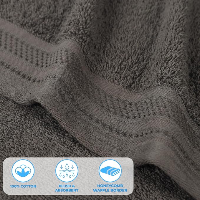 Superior Honeycomb 100% Cotton 500 GSM 12 Piece Bath Towel Set, 6 Washcloths - Image 4