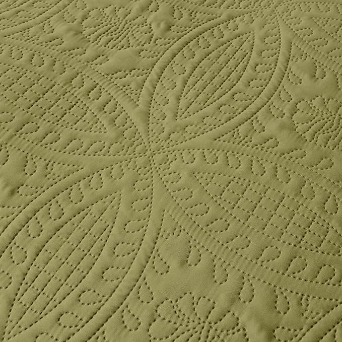 akkialla Full/Queen Quilt Set, Olive Green Lightweight Bedspread - Image 7