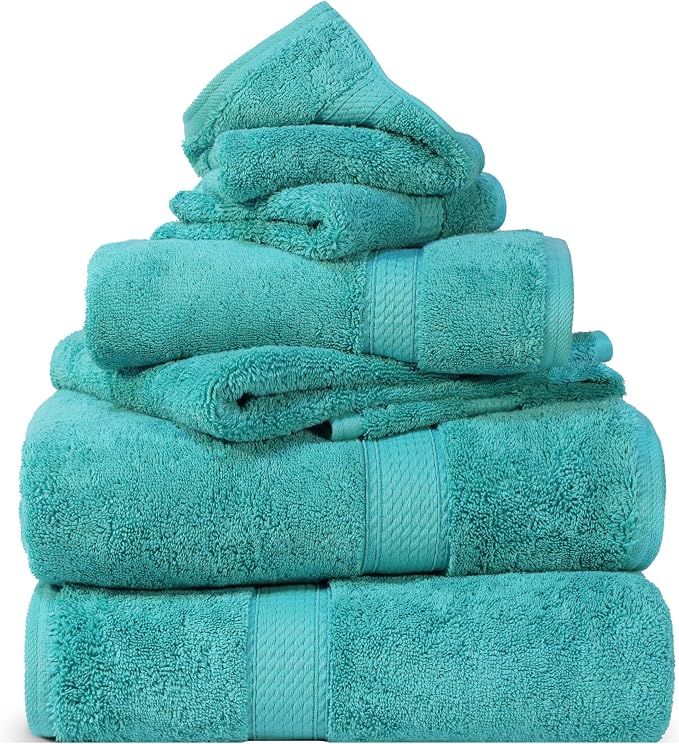 SUPERIOR Egyptian Cotton Pile 6 Piece Towel Set, Includes 2 Bath, 2 Hand - Image 2