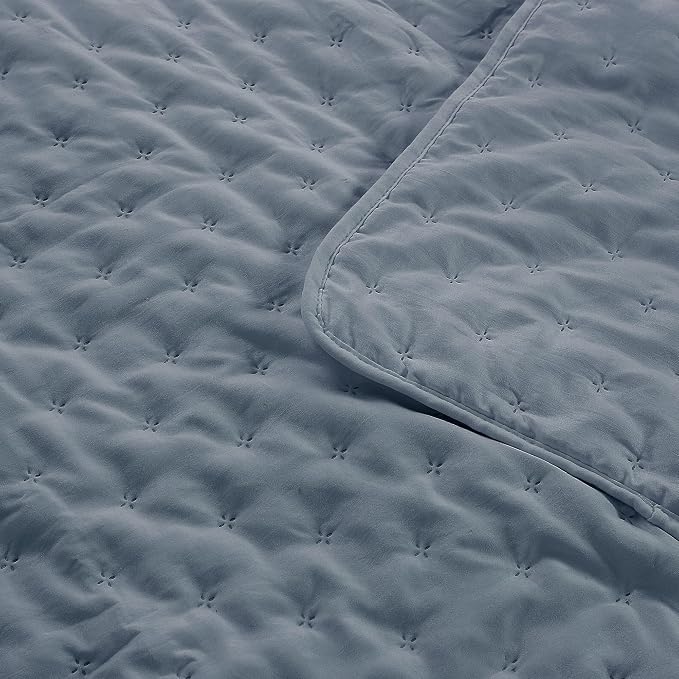 ROARINGWILD Dusty Blue King Size Quilt Bedding Set, Lightweight Soft Bedspread - Image 6