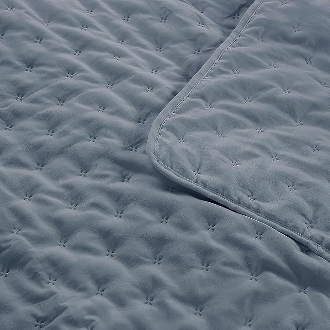 ROARINGWILD Dusty Blue Oversized King Size Quilt Bedding Set, California Cal - Image 6