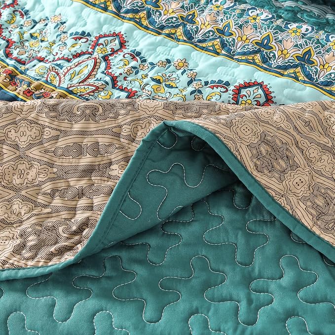 WONGS BEDDING Boho Quilt Set Twin Size, Lightweight Microfiber Bed Decor - Image 7