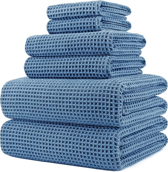 POLYTE 430 GSM Microfiber Quick Dry Lint Free Oversize Bath Towel Set, 6 Piece by Polyte