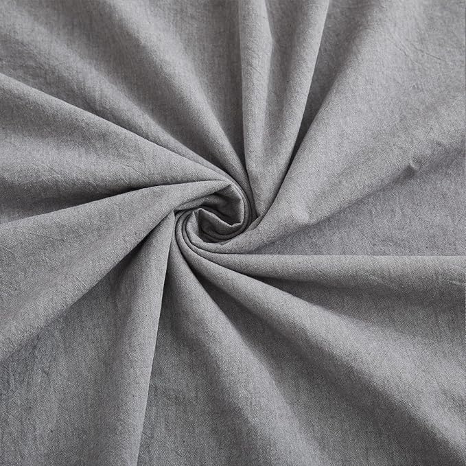 LOVQUE Light Grey Cotton Duvet Cover King Size, Linen Like Natural Bedding Set - Image 6