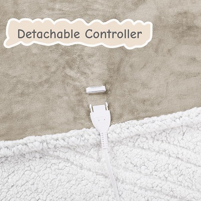 Electric Heated Blanket Throw Size 50"x60", Soft Flannel - Image 5