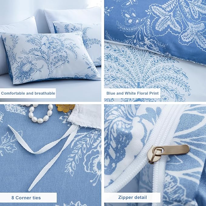 BOLINLIVING Floral Duvet Cover King Size 3 Pieces, Flower Duvet Cover - Image 6