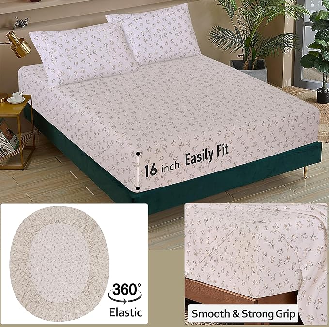 RUVANTI 100% Cotton Sheets – Full Size Percale Bedding, Cooling & Breathable - Image 5