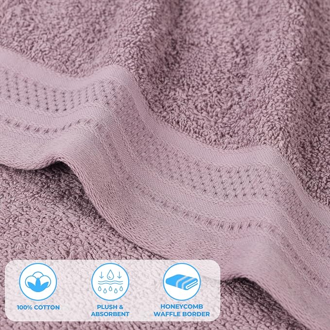 Superior Honeycomb 100% Cotton 500 GSM 12 Piece Bath Towel Set, 6 Washcloths - Image 4