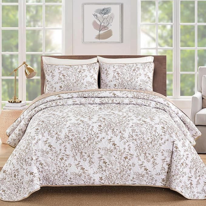 WONGS BEDDING Queen Size Quilt Set, Botanical Quilt by WONGSBEDDING