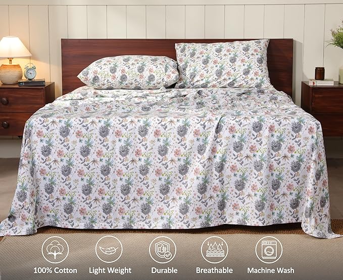 RUVANTI 100% Cotton Sheets – California King Percale Bedding, Cooling & - Image 3