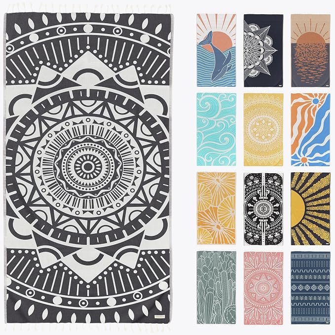 FESHKA Sand Free Turkish Beach Towel Quick Dry Bath Towel, Oversized Beach by FESHKA