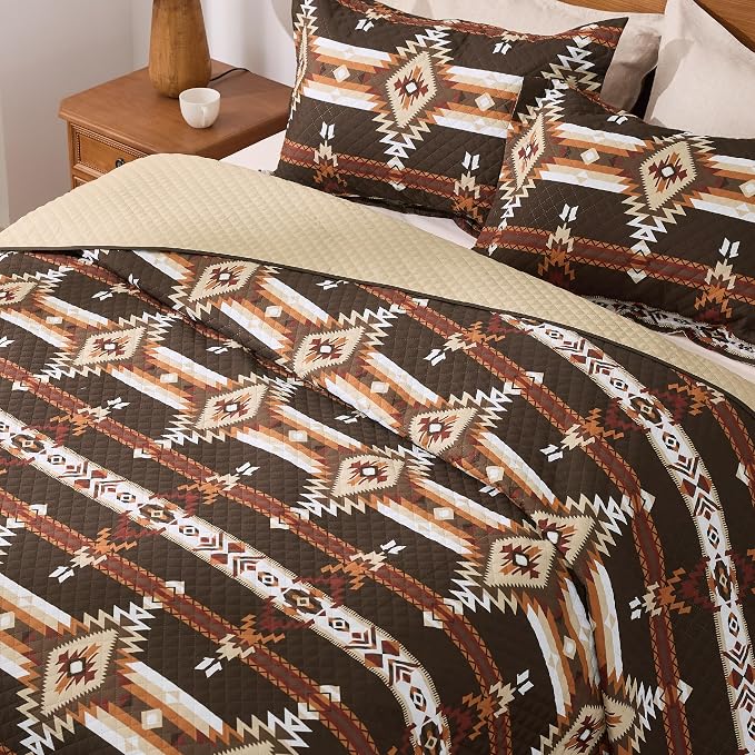 PPOLCA Boho Queen Quilt Bedding Set, Striped Lightweight Reversible Bedspread - Image 4