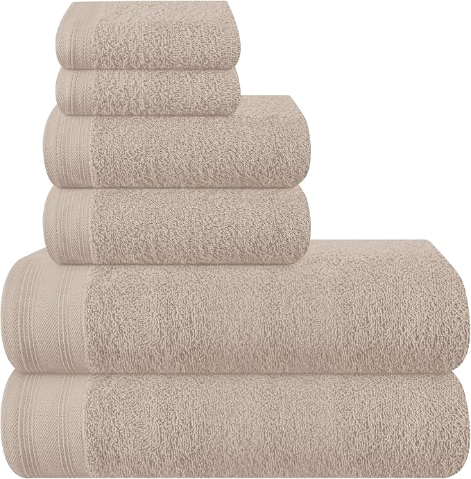 Ultra Soft 6 Pack Cotton Towel Set, Contains 2 Bath Towels 28x55 inch, 2 Hand by Unknown