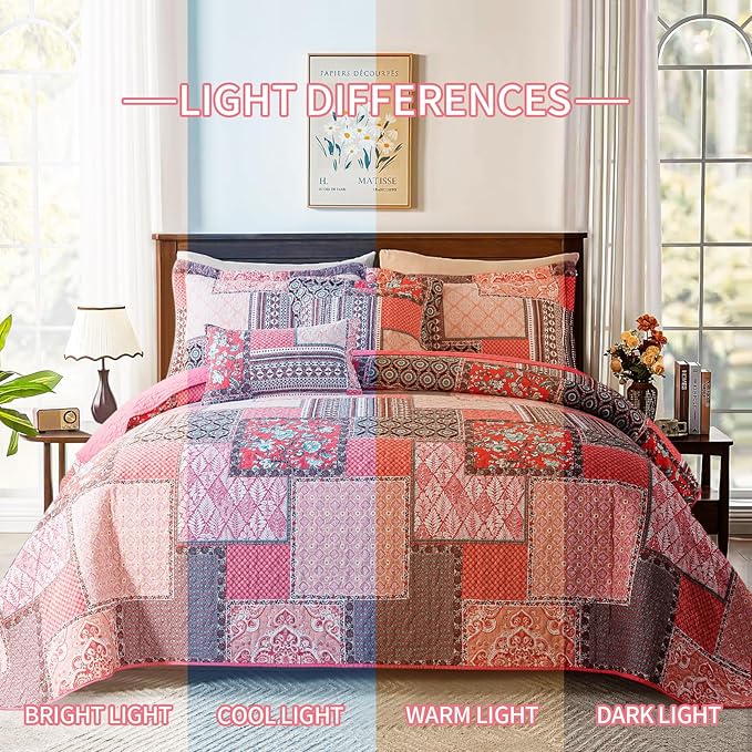 BEDIFANY Cotton King Quilt Set, Farmhouse King Size Quilt Bedding Set - Image 6