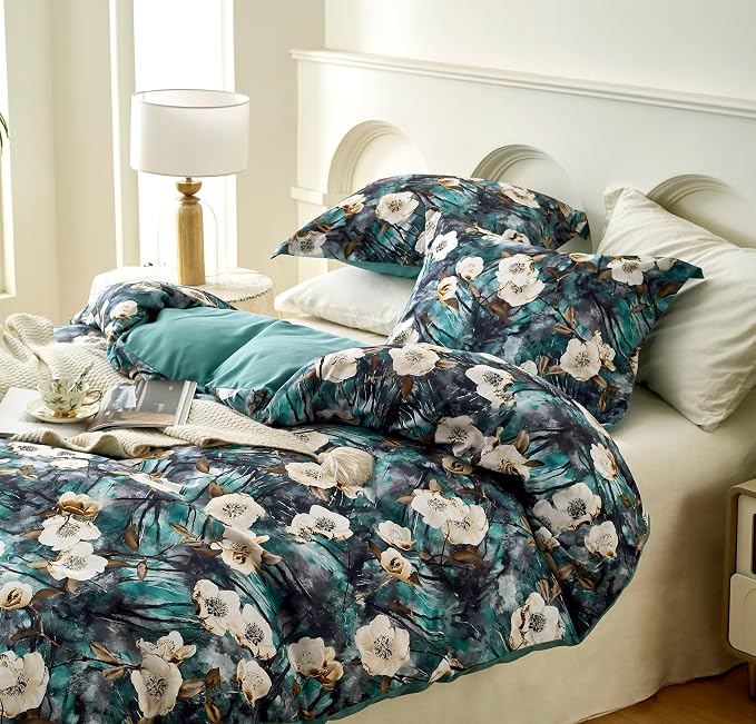 Cupocupa Duvet Cover Queen Size Set Boho Floral Pattern Queen Duvet Cover Set - Image 4