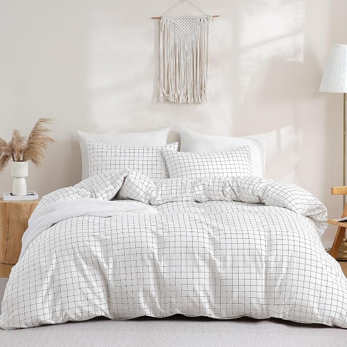 TOCOMOA Checkered Duvet Cover Set 100% Natural Cotton Soft Comfy Breathable 3 - Image 3