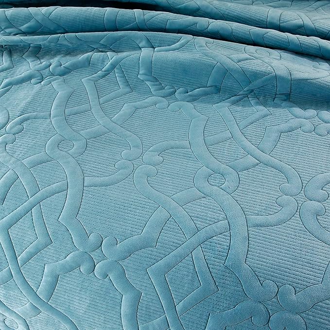 ROOMLIFE Quilt Set Full Size 3D Floral Embroidery Pattern 3-Piece Cotton - Image 5
