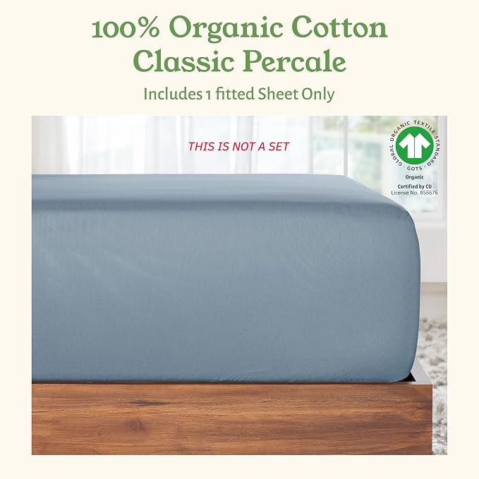 California Design Den 100% Organic Cotton Twin Fitted Sheet, Deep Pocket - Image 4