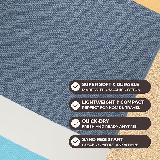 FESHKA Sand Proof Turkish Beach Towel – Oversized, Quick Dry & Lightweight - Image 2