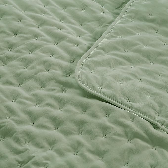 ROARINGWILD Sage Green Twin Size Quilt Bedding Set, Lightweight Soft Bedspread - Image 6
