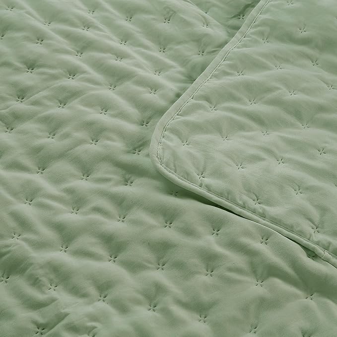 ROARINGWILD Sage Green Queen Size Quilt Bedding Set, Lightweight Soft Bedspread - Image 6