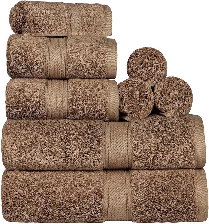 Superior Egyptian Cotton Pile 8 Piece Towel Set, Includes 2 Bath, 2 Hand - Image 4