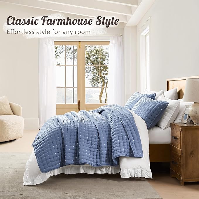 WDCOZY Blue California Cal King Size Quilt Bedding Sets - Image 6