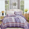 WONGS BEDDING Purle Quilt Set King Size, 3 Pieces Boho Patchwork Bedspread by WONGSBEDDING