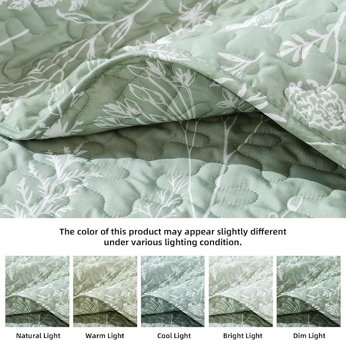 JANZAA Quilt King Size Sage Green Quilt Bed Spread Boho Quilt - Image 4