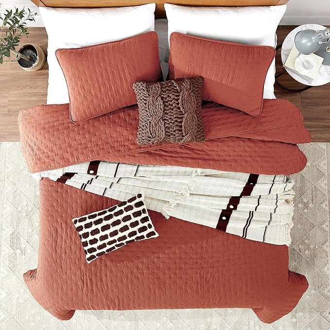 ROARINGWILD Burnt Orange Quilt Sets Queen Size - Image 2
