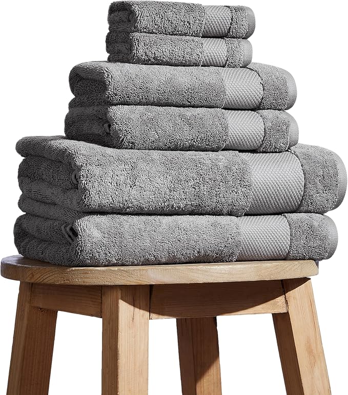 BIOWEAVES 100% Organic Cotton 700 GSM Plush 6-Piece Towel Set GOTS Certified by BIOWEAVES