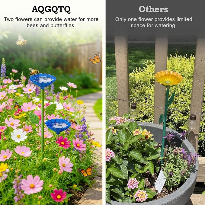 2 Pack Bee Watering Station, Metal Flower Garden Stakes - Image 5