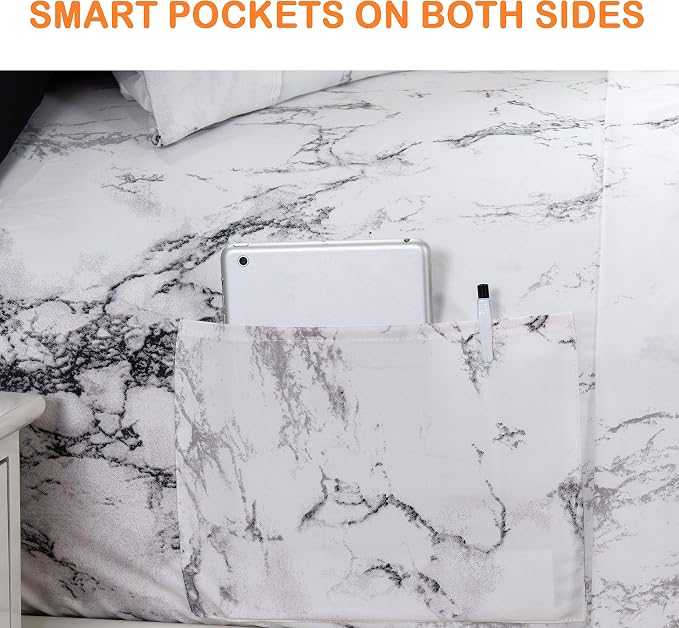 Elegant Comfort Luxury Soft Bed Sheets Marble Pattern - Image 4