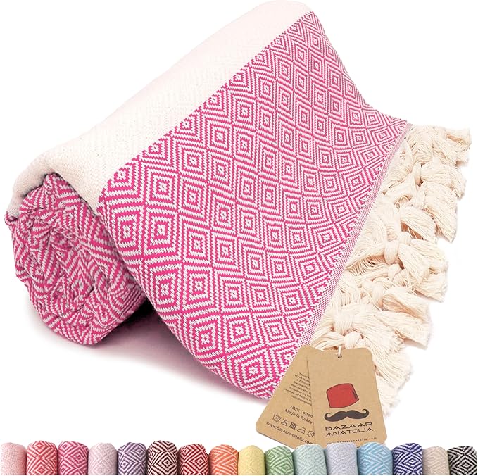 Bazaar Anatolia Turkish Beach Towel – 100% Cotton, Quick Dry, Sand Free Towel by BazaarAnatolia