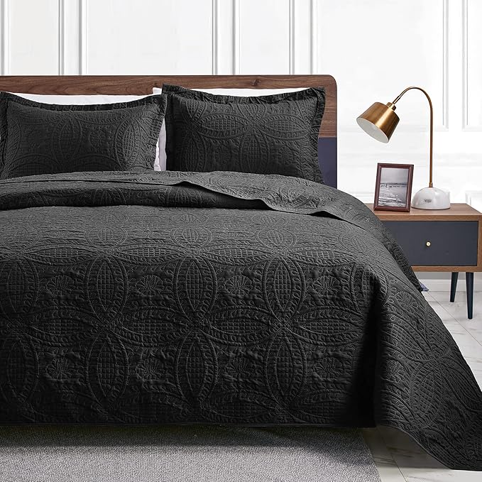 Love's cabin Quilts for Queen Bed Black Bedspreads by Lovescabin