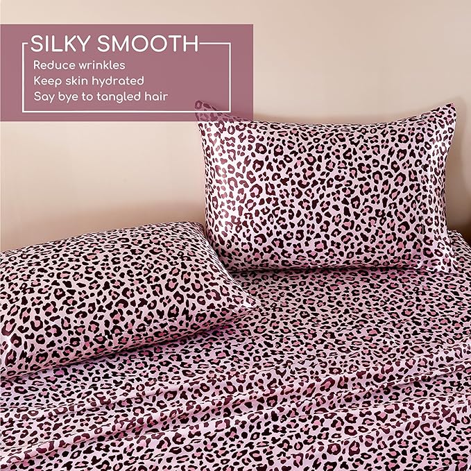 MR&HM Satin Sheets with Elastic Corner Straps, Twin Size 3-Piece Silky Bedding - Image 6
