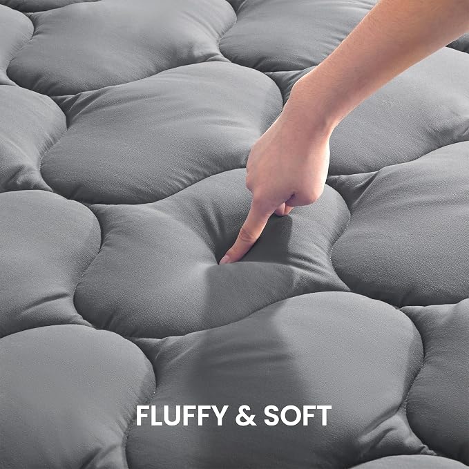 SLEEP ZONE King Mattress Pad, Cooling Breathable Fluffy Soft Mattress Protector - Image 2