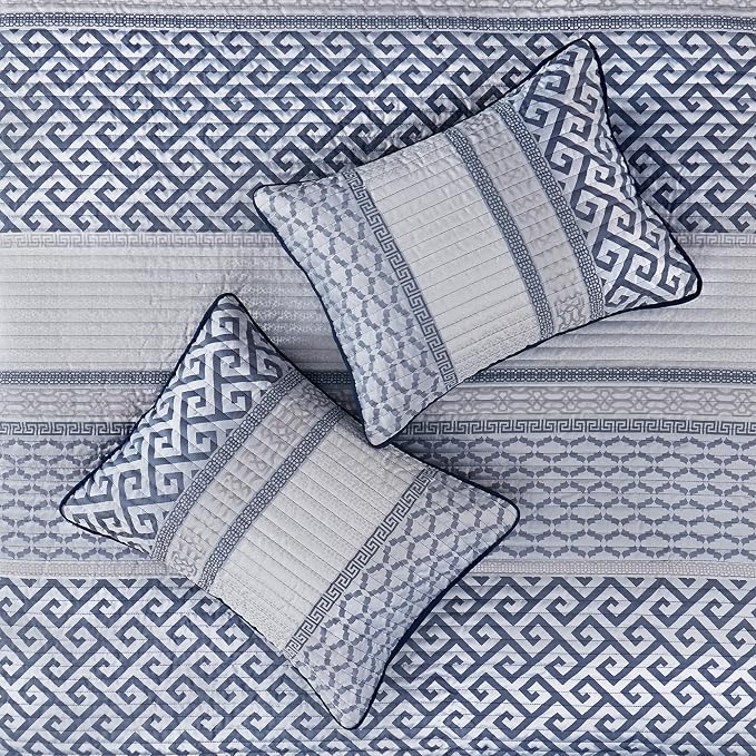 Madison Park Quilt Set Luxurious Jacquard Stripes Design - Image 8