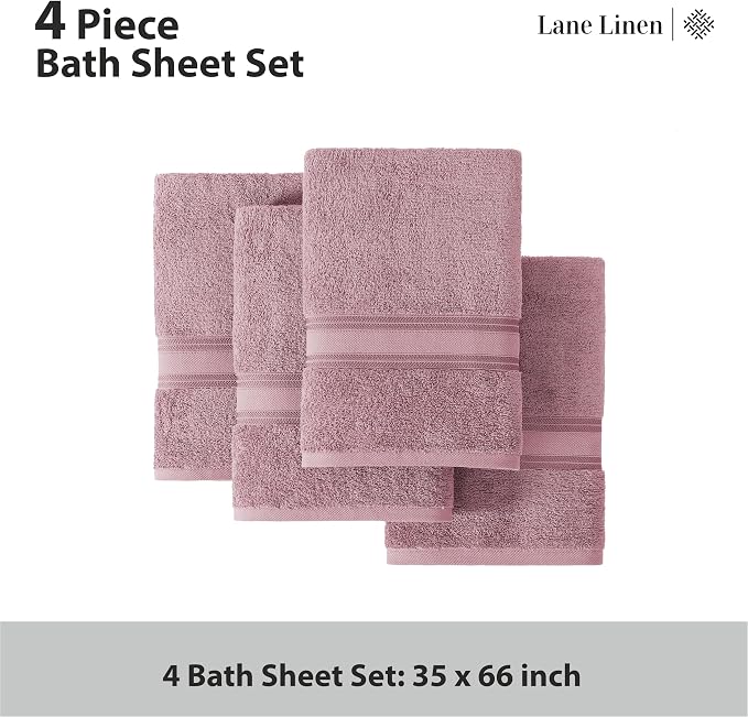 Lane Linen 100% Cotton Bath Sheets 4 Pack - Image 4