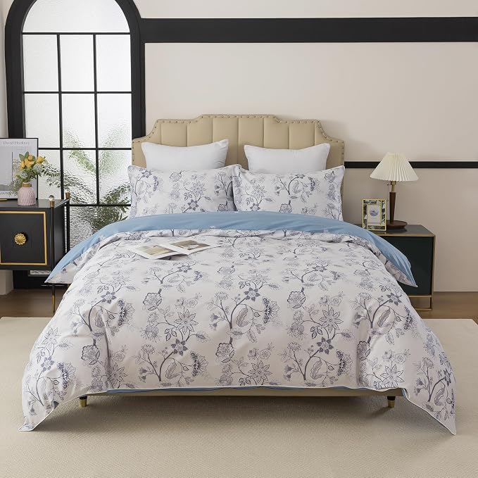 FADFAY Duvet Cover Set Queen Floral Bedding Percale Cotton 600 TC Classical by CottonWorldSweetDream