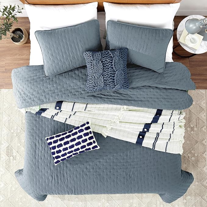 ROARINGWILD Dusty Blue Queen Size Quilt Bedding Set, Lightweight Soft Bedspread - Image 2