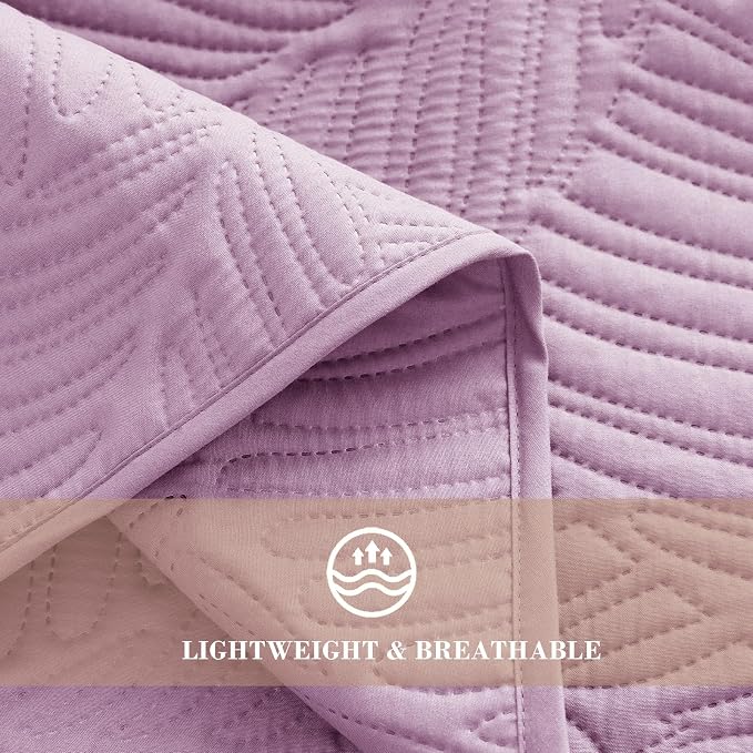 Exclusivo Mezcla California King Quilt Bedding Set, Lightweight Lilac Quilts - Image 5