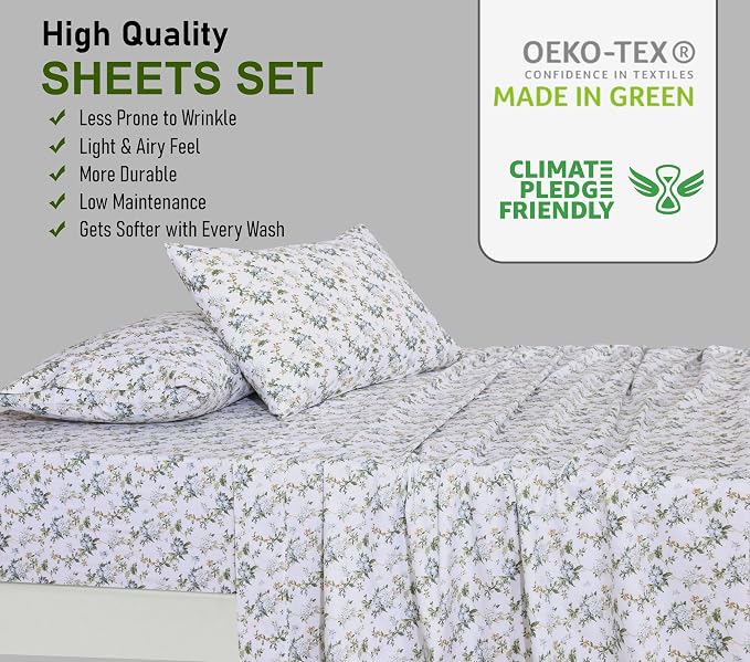 RUVANTI 100% Cotton Sheets – Twin XL Size Percale Bedding, Cooling & Breathable - Image 7