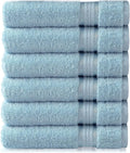 Cotton Craft - 6 Pack - Ultra Soft Extra Large Hand Towels 16x28 Light Blue - by COTTONCRAFT