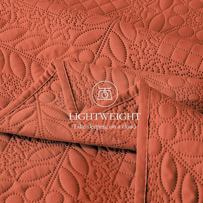 FLYMME Full Queen Quilt Bedding Set, Lightweight Burnt Orange Bedspreads - Image 7