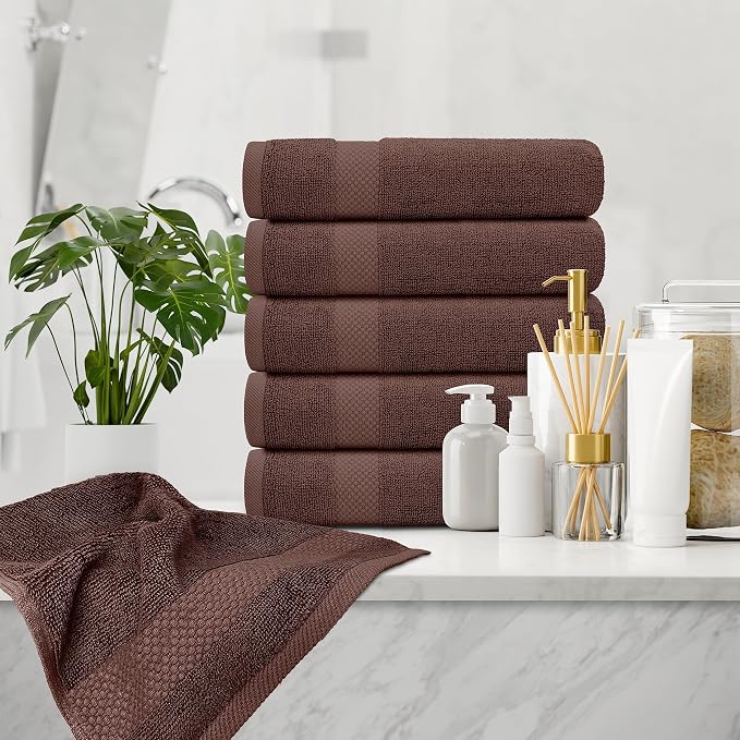 White Classic Luxury Brown Hand Towels - Image 6