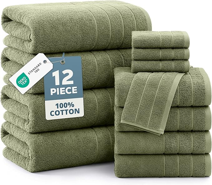 Casa Platino 100% Luxury Bath Towel Pack of 12 by CasaPlatino